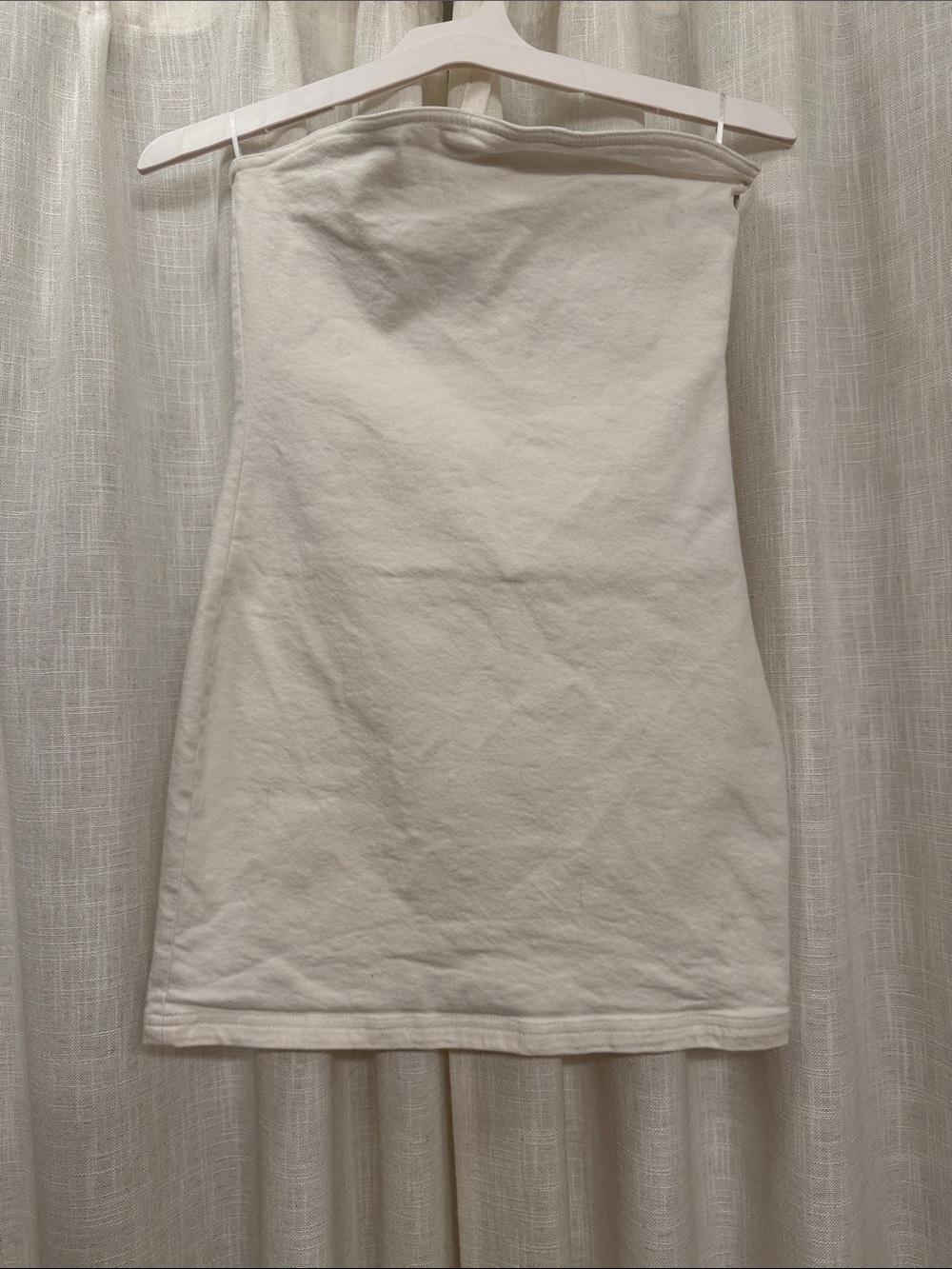 Zara Strapless White Denim Dress